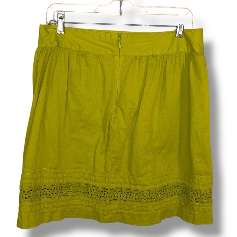 Size 2 Ann Taylor Loft Green Lime Cotton Skirt Lace Accent Boho Bohemian